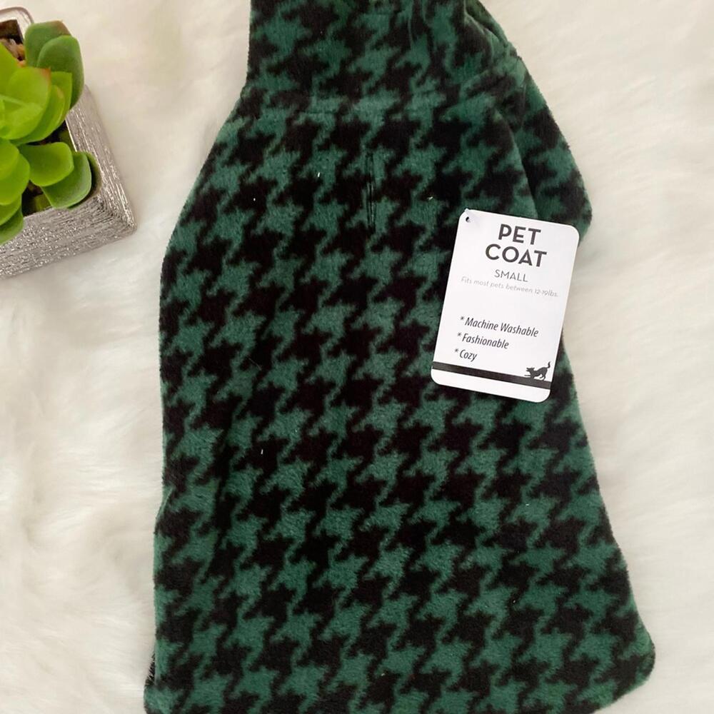 Small Green and Black Houndstooth Pet Coat